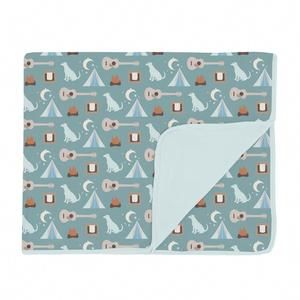NEW KICKEE toddler blanket in jade campfire
